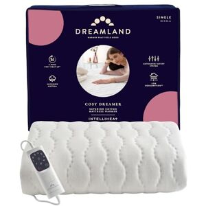 Dreamland Cosy Dreamer Electric Blanket Heated Underblanket with Italian Cotton, Intelliheat Technology, 6 Heat Settings, Overheat Protection & Machine Washable, 150 x 80cm Single Size Dreamland Cosy Dreamer Electric Blanket Heated Underblanket with Italian Cotton, Intelliheat Technology, 6 Heat Settings, Overheat Protection & Machine Washable, 150 x 80cm Single Size