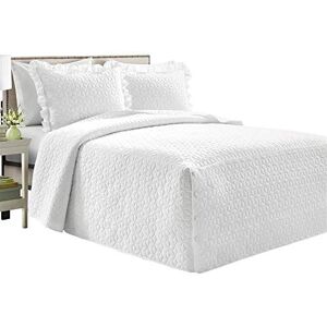 Lush Decor French Country Geo Ruffle Bedding, 3-Piece Bedspread Set (King, White) Lush Decor French Country Geo Ruffle Bedding, 3-Piece Bedspread Set (King, White)