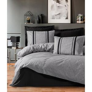 Nuit Des Rêves Ranforce Single XXL Quilt Cover Set, 155 x 220 cm, 100% Cotton, Grey & Black, Reactive Printing, Machine Washable, Button Closure, Stylish & Comfortable Bedding Nuit Des Rêves Ranforce Single XXL Quilt Cover Set, 155 x 220 cm, 100% Cotton, Grey & Black, Reactive Printing, Machine Washable, Button Closure, Stylish & Comfortable Bedding