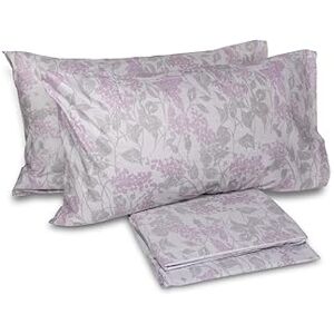 hermet Laura Biagiotti, Double Bed Sheet Set in Percale Cotton, 100% Printed Cotton, Top Sheet, Fitted Sheet, Pair of Pillowcases, Biham Taupe/Mauve hermet Laura Biagiotti, Double Bed Sheet Set in Percale Cotton, 100% Printed Cotton, Top Sheet, Fitted Sheet, Pair of Pillowcases, Biham Taupe/Mauve