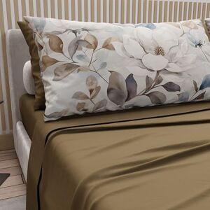 PETTI Artigiani Italiani Double Bed Sheets Cotton with Pillowcases in Digital Print, Double Bed Sheet with Floral Pattern 16 Mud, 100% Made in Italy PETTI Artigiani Italiani Double Bed Sheets Cotton with Pillowcases in Digital Print, Double Bed Sheet with Floral Pattern 16 Mud, 100% Made in Italy