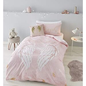 Catherine Lansfield Angel Wings Glitter Easy Care Single Duvet Set Pink Catherine Lansfield Angel Wings Glitter Easy Care Single Duvet Set Pink