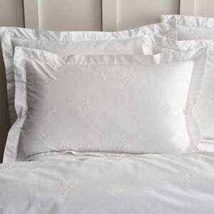 Bianca Lottie Floral Embroidery 180 Thread Count Cotton Oxford Pillowcase White Bianca Lottie Floral Embroidery 180 Thread Count Cotton Oxford Pillowcase White