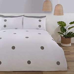 Sleepdown Embroidered Tufted Polka Dot Circles White Silver Luxury Soft Cosy Easy Care Duvet Cover Quilt Bedding Set with Pillowcases King (230cm x 220cm), 5056242835998 Sleepdown Embroidered Tufted Polka Dot Circles White Silver Luxury Soft Cosy Easy Care Duvet Cover Quilt Bedding Set with Pillowcases King (230cm x 220cm), 5056242835998