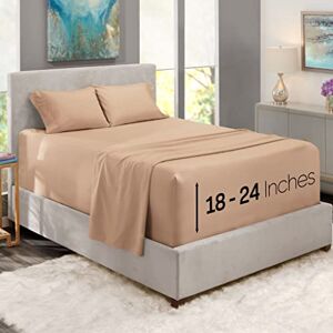 Nestl Extra Deep Pocket King Size Sheets Fits Mattress 18-24 Inches, 4 Piece Set, Taupe Nestl Extra Deep Pocket King Size Sheets Fits Mattress 18-24 Inches, 4 Piece Set, Taupe