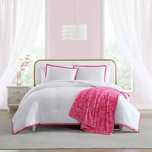 Betsey Johnson Comforter Set, Soft Bedding with Matching Shams, Bonus Throw Included, Chic Solid Room Decor (Signature Hotel Pink, Full/Queen) Betsey Johnson Comforter Set, Soft Bedding with Matching Shams, Bonus Throw Included, Chic Solid Room Decor (Signature Hotel Pink, Full/Queen)