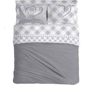PENSIERI DELICATI Double Bed Sheet Set, 100% Cotton, 180 x 200 cm, Includes Bottom Sheet, Top Sheet and 2 Pillowcases, Made in Italy, Grey Lovely Check Pattern PENSIERI DELICATI Double Bed Sheet Set, 100% Cotton, 180 x 200 cm, Includes Bottom Sheet, Top Sheet and 2 Pillowcases, Made in Italy, Grey Lovely Check Pattern