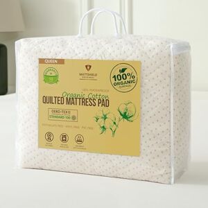 MATTSHIELD ORIGINAL Luxury Quilted Waterproof Organic Mattress Pad Protector Queen 100% Organic Cotton Hypoallergenic Breathable Mattress Pad Cover Premium 380 GSM Comfort Fitted Allergy Shield, Ultimate Rest MATTSHIELD ORIGINAL Luxury Quilted Waterproof Organic Mattress Pad Protector Queen 100% Organic Cotton Hypoallergenic Breathable Mattress Pad Cover Premium 380 GSM Comfort Fitted Allergy Shield, Ultimate Rest