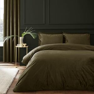 Catherine Lansfield Kingsley Soft Matt Velvet Single Duvet Cover Set with Pillowcase Olive Green Catherine Lansfield Kingsley Soft Matt Velvet Single Duvet Cover Set with Pillowcase Olive Green