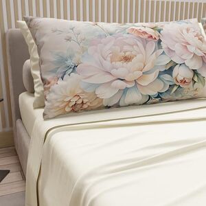 PETTI Artigiani Italiani Cotton Sheets with Pillowcases in Digital Print, Double Bed Sheet, Floral Pattern 35 Cream Bedding Set, 100% Made in Italy PETTI Artigiani Italiani Cotton Sheets with Pillowcases in Digital Print, Double Bed Sheet, Floral Pattern 35 Cream Bedding Set, 100% Made in Italy