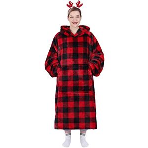 Waitu Wearable Blanket Hoodie Sweatshirt Gifts for Adult and Child, Super Warm and Cozy Giant Hoodie Blanket for Women and Men, Flannel Blanket with Sleeves and Giant Pocket Red and Black Plaid Waitu Wearable Blanket Hoodie Sweatshirt Gifts for Adult and Child, Super Warm and Cozy Giant Hoodie Blanket for Women and Men, Flannel Blanket with Sleeves and Giant Pocket Red and Black Plaid