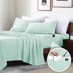 Swift Home Smart Sheets, Ultra Soft Brushed Microfiber 3-Piece Sheet Set, Fitted Bed Sheet with Side Storage Pockets – Mint, Twin XL Swift Home Smart Sheets, Ultra Soft Brushed Microfiber 3-Piece Sheet Set, Fitted Bed Sheet with Side Storage Pockets – Mint, Twin XL