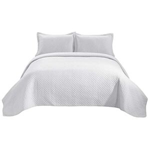 Chezmoi Collection Avon 3-Piece Diamond Stitch Pattern Soft-Finished Vintage Washed 100% Cotton Quilt Set (Queen, White) Chezmoi Collection Avon 3-Piece Diamond Stitch Pattern Soft-Finished Vintage Washed 100% Cotton Quilt Set (Queen, White)