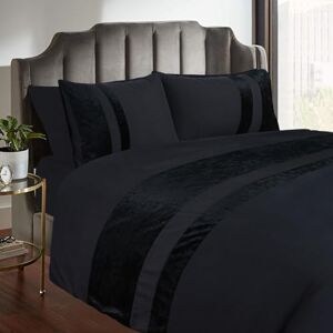 Casabella Luxury Crushed Velvet Panel Band Duvet Cover Sets with Pillow Case Single Duvet Cover Bedding Set – Black Crush Velvet Single Duvet Cover Sets Casabella Luxury Crushed Velvet Panel Band Duvet Cover Sets with Pillow Case Single Duvet Cover Bedding Set – Black Crush Velvet Single Duvet Cover Sets