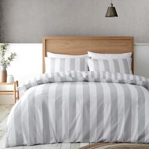 Catherine Lansfield Cove Stripe Reversible King Duvet Cover Set with Pillowcases Silver Grey Catherine Lansfield Cove Stripe Reversible King Duvet Cover Set with Pillowcases Silver Grey
