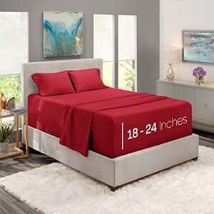 Nestl Extra Deep Pocket Sheets Fits Mattress 18-24 Inches Deep, Extra Deep Pocket Queen Sheets Sets, 4 Piece Queen Size Sheets, Queen Sheets Deep Pocket, Burgundy Red Sheets Queen Nestl Extra Deep Pocket Sheets Fits Mattress 18-24 Inches Deep, Extra Deep Pocket Queen Sheets Sets, 4 Piece Queen Size Sheets, Queen Sheets Deep Pocket, Burgundy Red Sheets Queen