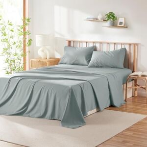 Hearth & Harbor 4 Piece Double Size Bed Sheets Set 60% Microfiber, 40% Rayon Derived From Bamboo Sheets Double Size Set Double Size Sheets Set Fits Up to 16" Mattress, Silver Hearth & Harbor 4 Piece Double Size Bed Sheets Set 60% Microfiber, 40% Rayon Derived From Bamboo Sheets Double Size Set Double Size Sheets Set Fits Up to 16" Mattress, Silver