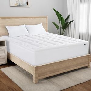 Serta Memory Flex Soft King Mattress Topper, 2" Pillow Top Mattress Pad, Cushioning Stain Resistant Mattress Protector with 15" Pocket for Secure Fit, Machine Washable, White Serta Memory Flex Soft King Mattress Topper, 2" Pillow Top Mattress Pad, Cushioning Stain Resistant Mattress Protector with 15" Pocket for Secure Fit, Machine Washable, White
