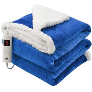 GlamHaus Heated Throw Electric Fleece Over Blanket Sofa Bed Large 160 X 130cm 6 Heat and 3 Timer Auto Shut Off Soft Reversible Design Digital Control Machine Washable (Dark Blue) GlamHaus Heated Throw Electric Fleece Over Blanket Sofa Bed Large 160 X 130cm 6 Heat and 3 Timer Auto Shut Off Soft Reversible Design Digital Control Machine Washable (Dark Blue)