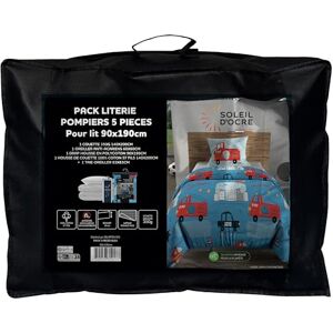 Soleil d'ocre , 5-Piece Fire Brigade Duvet and Bedding Set for Bed 90 x 190 cm Blue Soleil d'ocre , 5-Piece Fire Brigade Duvet and Bedding Set for Bed 90 x 190 cm Blue