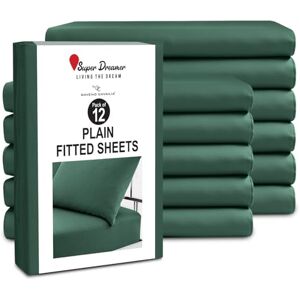 Super Dreamer GC GAVENO CAVAILIA King Size Fitted Sheets (152x203cm) Pack of 12 Microfiber Plain Dyed Bedding 25cm Deep Pocket Breathable, Wrinkle & Shrink Resistant Mattress & Bottom Sheet Dark Green Super Dreamer GC GAVENO CAVAILIA King Size Fitted Sheets (152x203cm) Pack of 12 Microfiber Plain Dyed Bedding 25cm Deep Pocket Breathable, Wrinkle & Shrink Resistant Mattress & Bottom Sheet Dark Green