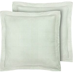 Laura Ashley Home Euro Sham Set, Smooth Cotton Shams with Envelope Closure, Lightweight & Stylish Home Decor (Ticking Stripe Green, 2 Piece) Laura Ashley Home Euro Sham Set, Smooth Cotton Shams with Envelope Closure, Lightweight & Stylish Home Decor (Ticking Stripe Green, 2 Piece)