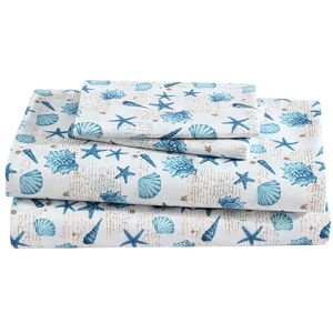 Beatrice Home Fashions Coastal Print Microfiber Sheet Set - Queen Beatrice Home Fashions Coastal Print Microfiber Sheet Set - Queen