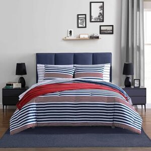 Nautica Comforter Set, Soft Reversible Bedding with Matching Shams, Striped Home Decor (Kennedy Stripe Navy Blue, Full/Queen) Nautica Comforter Set, Soft Reversible Bedding with Matching Shams, Striped Home Decor (Kennedy Stripe Navy Blue, Full/Queen)