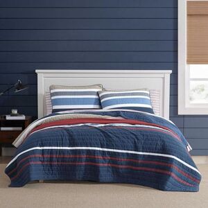 Nautica Queen Quilt Set, Reversible Cotton Bedding with Matching Shams, Bold & Colorful Home Decor for All Seasons (Bradford Navy Blue, Queen) Nautica Queen Quilt Set, Reversible Cotton Bedding with Matching Shams, Bold & Colorful Home Decor for All Seasons (Bradford Navy Blue, Queen)