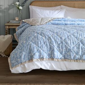 furn. Wylder Amelia Bedspread – Reversible Floral Quilted Ruffle Trim Coverlet Bedding (Delph Blue – 150x200cm) furn. Wylder Amelia Bedspread – Reversible Floral Quilted Ruffle Trim Coverlet Bedding (Delph Blue – 150x200cm)