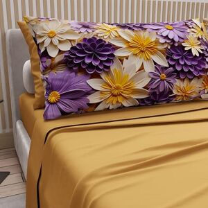 PETTI Artigiani Italiani Cotton Sheets with Pillowcases in Digital Print, Double Bed Linen, Full Bed Set, Floral 4 Ochre Yellow, 100% Made in Italy PETTI Artigiani Italiani Cotton Sheets with Pillowcases in Digital Print, Double Bed Linen, Full Bed Set, Floral 4 Ochre Yellow, 100% Made in Italy