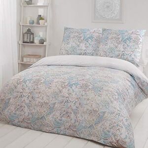 Sleepdown Paisley Teal Ultra Soft Easy Care Hypoallergenic Subtle Print Reversible Duvet Cover Quilt Bedding Set-135cm x 200cm + 1 Pillowcase 80cm x 80cm, Microfiber, 135 x 200cm + 1 x 80 x 80cm Sleepdown Paisley Teal Ultra Soft Easy Care Hypoallergenic Subtle Print Reversible Duvet Cover Quilt Bedding Set-135cm x 200cm + 1 Pillowcase 80cm x 80cm, Microfiber, 135 x 200cm + 1 x 80 x 80cm