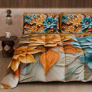 PETTI Artigiani Italiani Winter Quilt, Winter Duvet, Double Sided Quilt, Solid Colour and Digital Floral Print 05 16, 100% Microfibre, Made in Italy PETTI Artigiani Italiani Winter Quilt, Winter Duvet, Double Sided Quilt, Solid Colour and Digital Floral Print 05 16, 100% Microfibre, Made in Italy