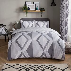 Sleepdown Large Diamond Geometric Grey Reversible Duvet Cover Quilt and Pillow Cases Bedding Set Soft Easy Care-Super King (220cm x 260cm), Polycotton Sleepdown Large Diamond Geometric Grey Reversible Duvet Cover Quilt and Pillow Cases Bedding Set Soft Easy Care-Super King (220cm x 260cm), Polycotton