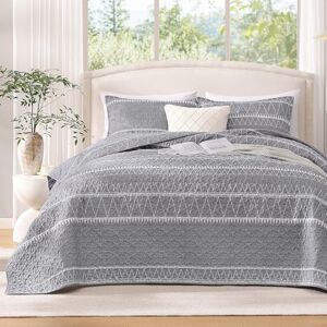 Andency Grey Quilt Set Queen - Microfiber Reversible Bedspread All-Season Andency Grey Quilt Set Queen - Microfiber Reversible Bedspread All-Season