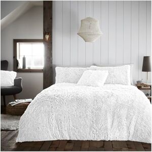 GC GAVENO CAVAILIA Teddy Fleece Hug Snug Duvet Set Double (200x200 cm), Super Soft Fluffy Cosy Warm Bedding, 3 Piece Bedset, Easy Care DuvetCover Bedlinen, 1 Quilt Cover and 2 Pillow Cases White GC GAVENO CAVAILIA Teddy Fleece Hug Snug Duvet Set Double (200x200 cm), Super Soft Fluffy Cosy Warm Bedding, 3 Piece Bedset, Easy Care DuvetCover Bedlinen, 1 Quilt Cover and 2 Pillow Cases White