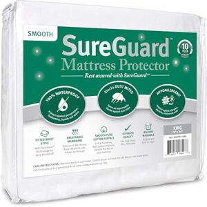 SureGuard Mattress Protectors SureGuard King Size Mattress Protector 100% Waterproof Hypoallergenic Premium Cotton Cover Smooth SureGuard Mattress Protectors SureGuard King Size Mattress Protector 100% Waterproof Hypoallergenic Premium Cotton Cover Smooth