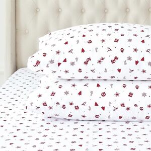 Elegant Comfort Ultra Soft 4-Piece 100% Turkish Cotton Flannel Sheet Set Holiday Christmas Flannel Sheets, Warm and Cozy Premium Quality, Deep Pocket Fitted Sheet- Full, Red Stars Elegant Comfort Ultra Soft 4-Piece 100% Turkish Cotton Flannel Sheet Set Holiday Christmas Flannel Sheets, Warm and Cozy Premium Quality, Deep Pocket Fitted Sheet- Full, Red Stars