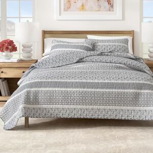 Great Bay Home 3-Piece Reversible Grey Full/Queen Quilt Comforter with 2 Shams Lightweight, All-Season, Cozy, Modern Bedspreads Paisley Coverlet Sets Kadi Collection Great Bay Home 3-Piece Reversible Grey Full/Queen Quilt Comforter with 2 Shams Lightweight, All-Season, Cozy, Modern Bedspreads Paisley Coverlet Sets Kadi Collection