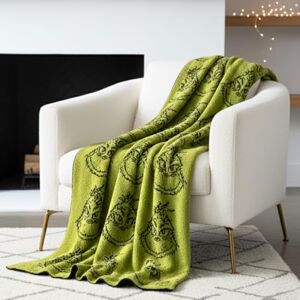 Franco Dr. Seuss Grinch Holiday & Christmas Bedding Soft Cozy Chic Dreams Feather Knit Intarsia Throw Blanket, 50 in x 60 in, (Officially Licensed Product) Collectibles Franco Dr. Seuss Grinch Holiday & Christmas Bedding Soft Cozy Chic Dreams Feather Knit Intarsia Throw Blanket, 50 in x 60 in, (Officially Licensed Product) Collectibles