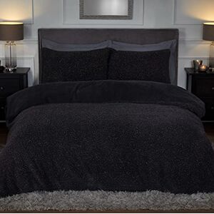 Sleepdown Sparkle Teddy Fleece Thermal Warm Cosy Super Soft Duvet Cover Quilt Bedding Set with Pillow Cases-Double (200cm x 200cm) -Charcoal, Polyester Sleepdown Sparkle Teddy Fleece Thermal Warm Cosy Super Soft Duvet Cover Quilt Bedding Set with Pillow Cases-Double (200cm x 200cm) -Charcoal, Polyester
