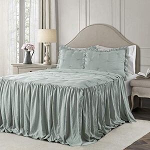 Lush Decor Ravello Pintuck Ruffle Skirt Bedspread Set Luxe 3 Piece Ruffled Bedding Set Traditional Glam & Farmhouse Inspired Bedroom Decor King, Blue Lush Decor Ravello Pintuck Ruffle Skirt Bedspread Set Luxe 3 Piece Ruffled Bedding Set Traditional Glam & Farmhouse Inspired Bedroom Decor King, Blue