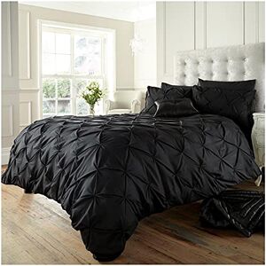 GC GAVENO CAVAILIA Pinch Pleat Pintuck Duvet Cover King Size- Reversible Bed Set With Pillow Cases 2 Pack- Polycotton Fabric Quilt Cover- Black GC GAVENO CAVAILIA Pinch Pleat Pintuck Duvet Cover King Size- Reversible Bed Set With Pillow Cases 2 Pack- Polycotton Fabric Quilt Cover- Black