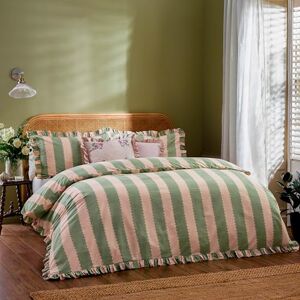 furn. Wylder Birdie Stripe Duvet Cover Set – Reversible Cotton Rich Frilled Cottagecore Stripe Design with Ruffle Trim (Pink/Green Single) furn. Wylder Birdie Stripe Duvet Cover Set – Reversible Cotton Rich Frilled Cottagecore Stripe Design with Ruffle Trim (Pink/Green Single)