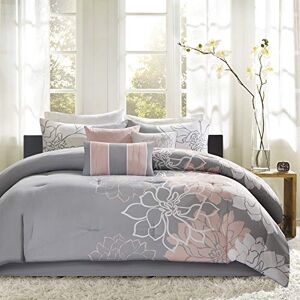 Madison Park Breathable, Soft Cover, Modern Print, All Season Down Alternative Cozy Bedding with Matching Shams, Cotton, Grey/Blush 7pcs, King Madison Park Breathable, Soft Cover, Modern Print, All Season Down Alternative Cozy Bedding with Matching Shams, Cotton, Grey/Blush 7pcs, King