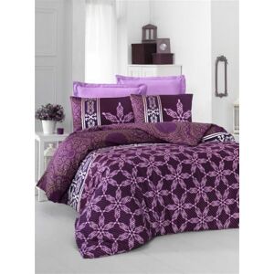 Luxe Satin Bedding Set - 155x220cm, Violet & White - Bed Decor Luxe Satin Bedding Set - 155x220cm, Violet & White - Bed Decor