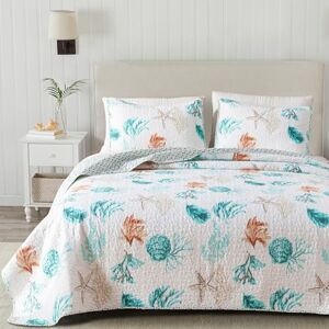Great Bay Home 3 Piece Quilt Set with Shams Soft All-Season Cotton Blend Bedspread Featuring Attractive Seascape Images The Key West Collection (Full/Queen) Great Bay Home 3 Piece Quilt Set with Shams Soft All-Season Cotton Blend Bedspread Featuring Attractive Seascape Images The Key West Collection (Full/Queen)