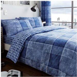 GC GAVENO CAVAILIA Printed Duvet Cover Sets, Reversible Bedding Bed Set, Polycotton Quilt Covers, Denim Check-Blue, Double (674672) GC GAVENO CAVAILIA Printed Duvet Cover Sets, Reversible Bedding Bed Set, Polycotton Quilt Covers, Denim Check-Blue, Double (674672)