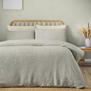 Catherine Lansfield Crinkle Seersucker Super King Duvet Cover Set with Pillowcases Green Catherine Lansfield Crinkle Seersucker Super King Duvet Cover Set with Pillowcases Green