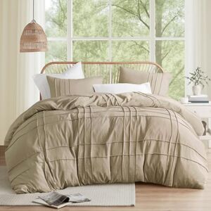 Comfort Spaces Khaki King Size Comforter Set 3 Pieces Pintuck Pleated Bedding Sets King, All Season Lightweight, Extra Softness Pre-Washed Microfiber King Bed Set, Shams, King Comfort Spaces Khaki King Size Comforter Set 3 Pieces Pintuck Pleated Bedding Sets King, All Season Lightweight, Extra Softness Pre-Washed Microfiber King Bed Set, Shams, King